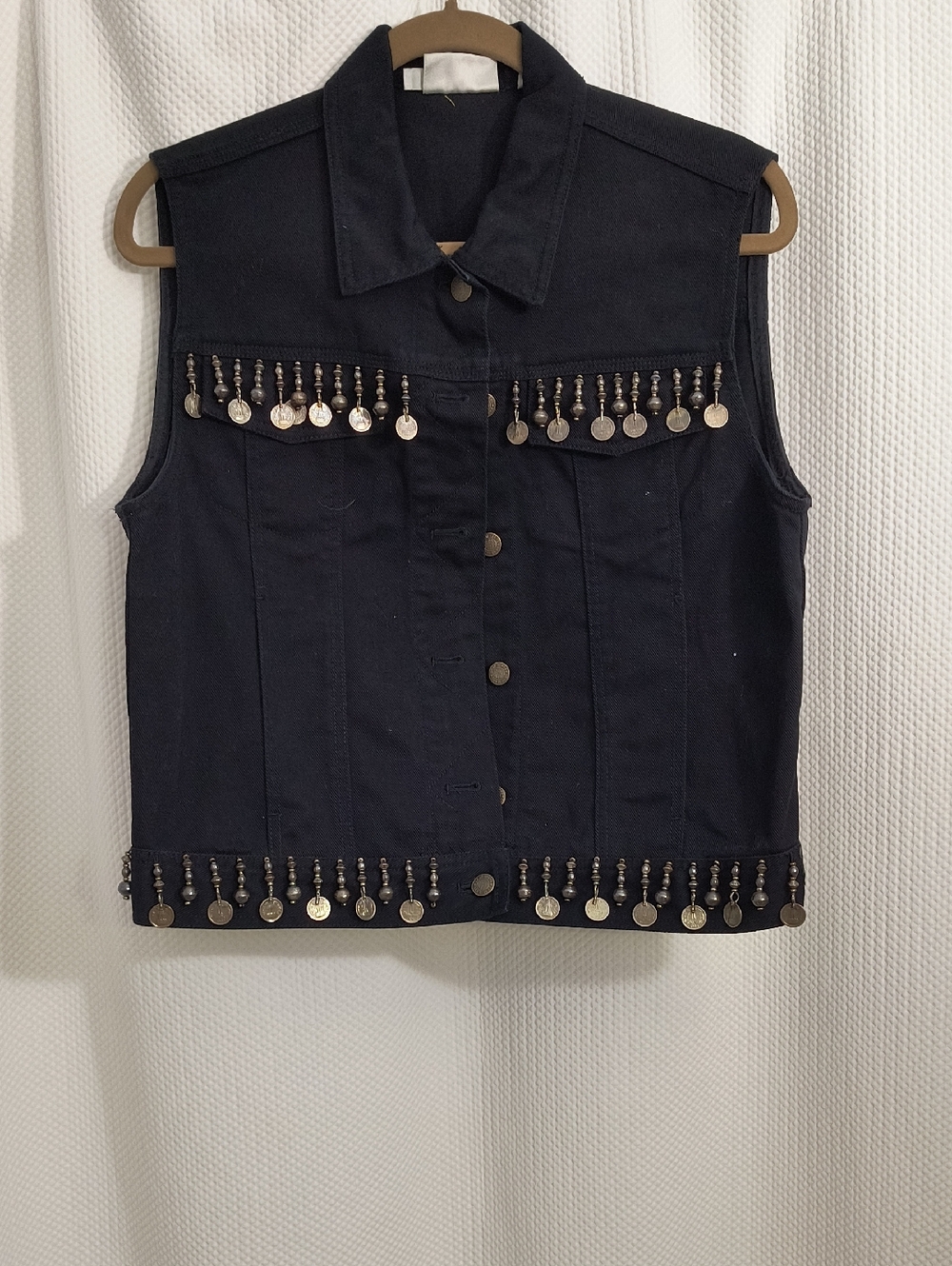 VINTAGE DKNY Black Logo Denim Vest  Woman's